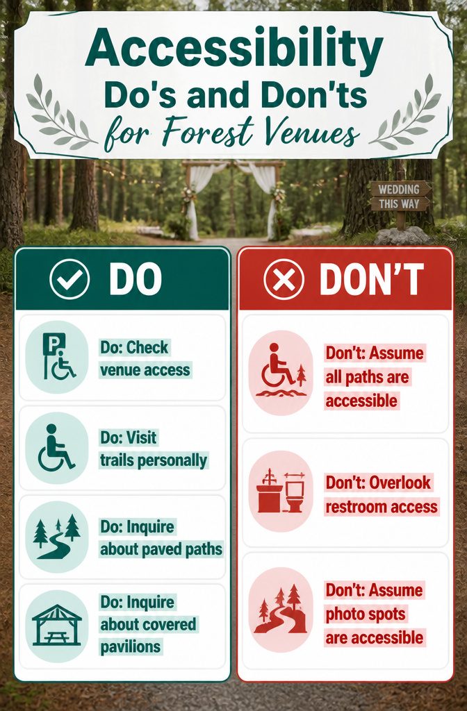 Colorado Forest Wedding Venues: 14 Meaningful Places 19 Accessibility features at a forest wedding venue.