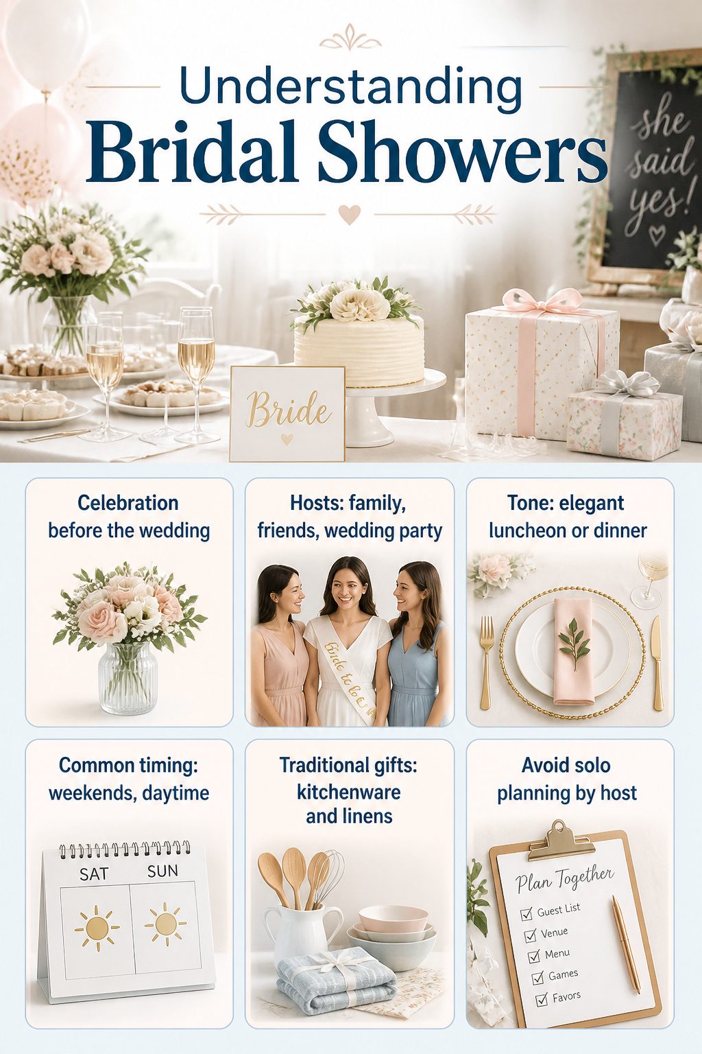 Information about bridal showers and hosting etiquette for guests.