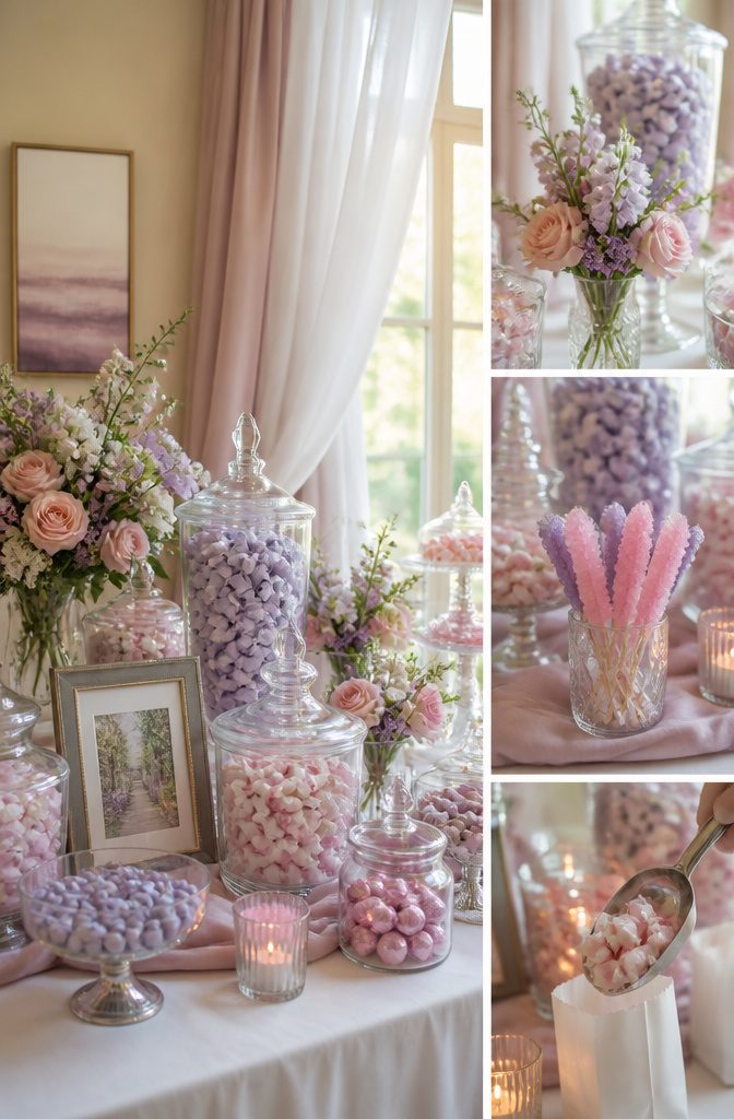 Candy for Wedding Favors and Buffets: Ideas for 2026 12 Pastel-colored candies arranged for a spring wedding theme.