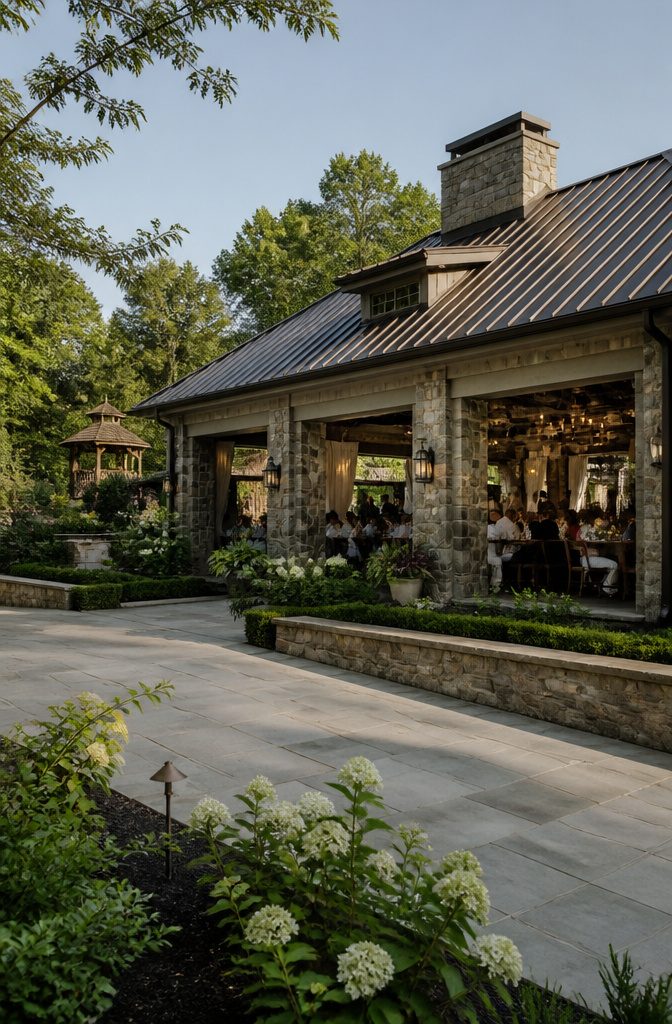 Guests enjoying the outdoor space at The Grove Redfield Estate.