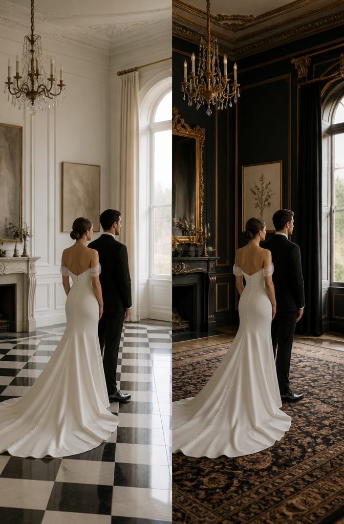 Elegant interior with black and gold decor at Cameron Estate.