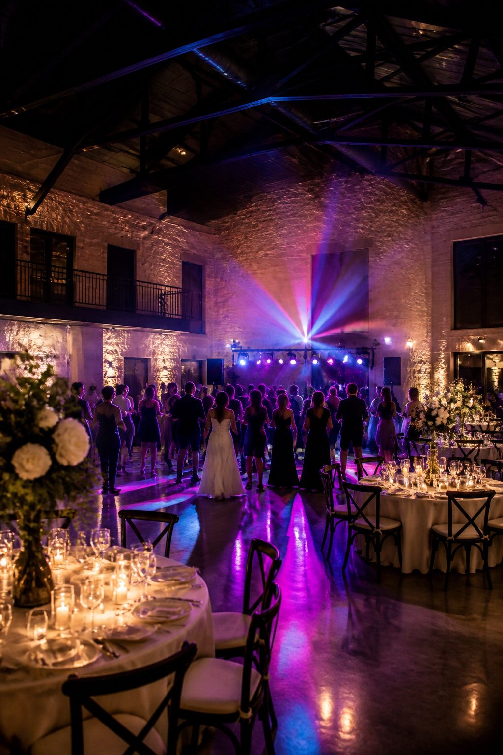 Guests enjoying a mini rave at a wedding reception.