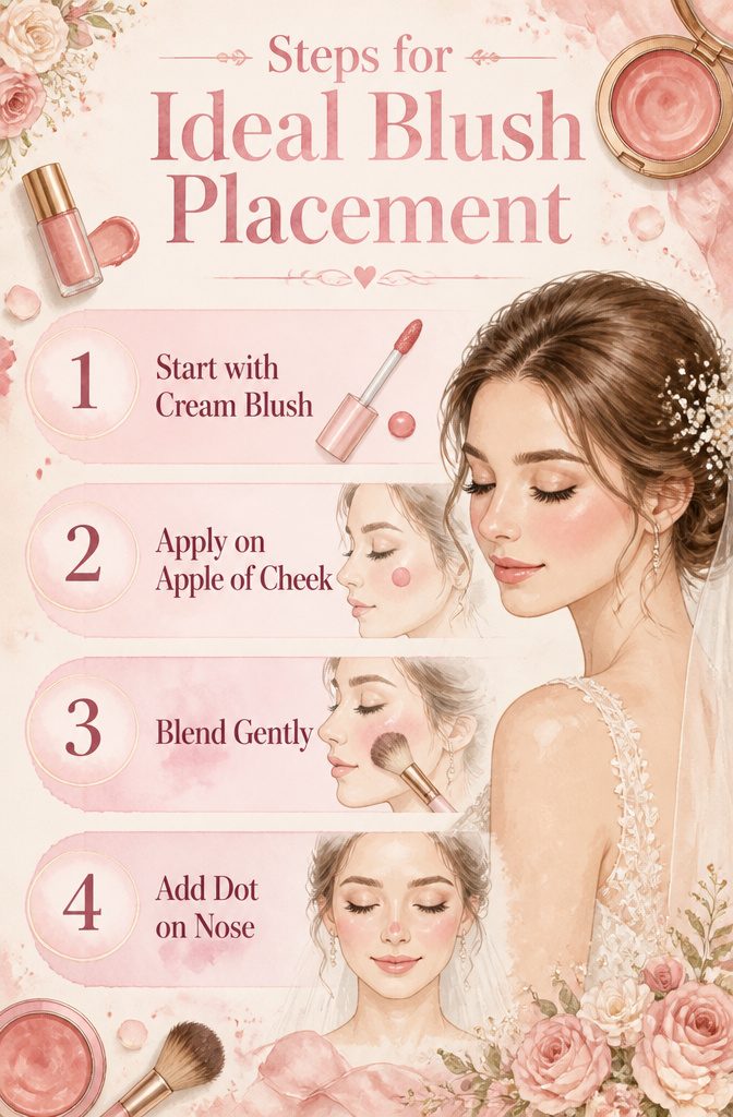 Lite Makeup Ideas for 2026: 10 Natural Looks to Try 14 Information image detailing steps for ideal blush placement.
