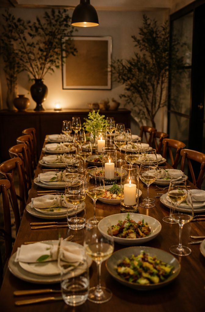 10 Little Wedding Ideas for a Small 2026 Celebration 3 A beautifully set table in a restaurant for a small wedding dinner.