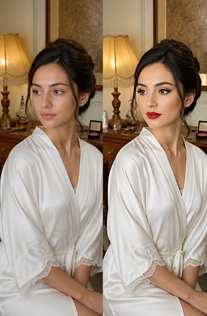 Simple Makeup Pictures: 11 Ideas for Everyday Looks (2026) 9 Model with retro makeup style, showcasing bold brows and red lips.