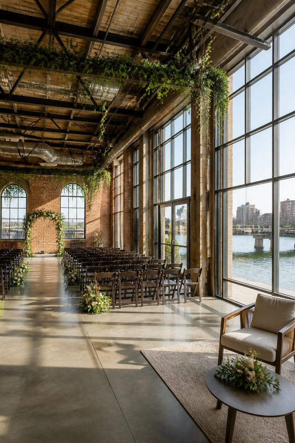 8 Indoor Wedding Venue Types for 2026: Research-Based Picks 2 Castaway Portland showing industrial design with large windows and exposed brick.
