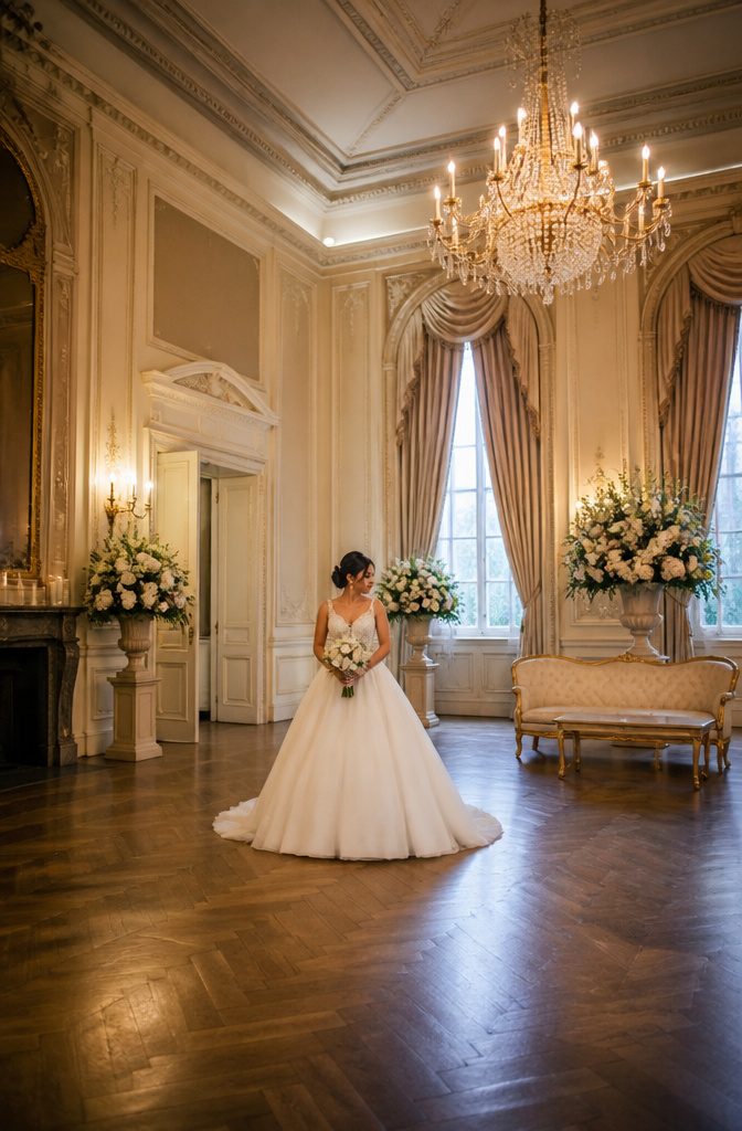 Wedding Dress for Short Bride: 6 Silhouette Styles That Fit 6 A petite bride in a ballgown stands in a bright space.
