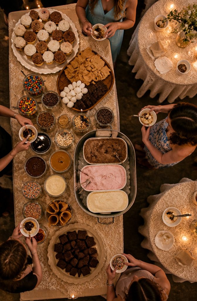 20 Wedding Reception Ideas for a 2026 Party Guests Won't Forget 20 A dessert station with cupcakes and toppings at a wedding.