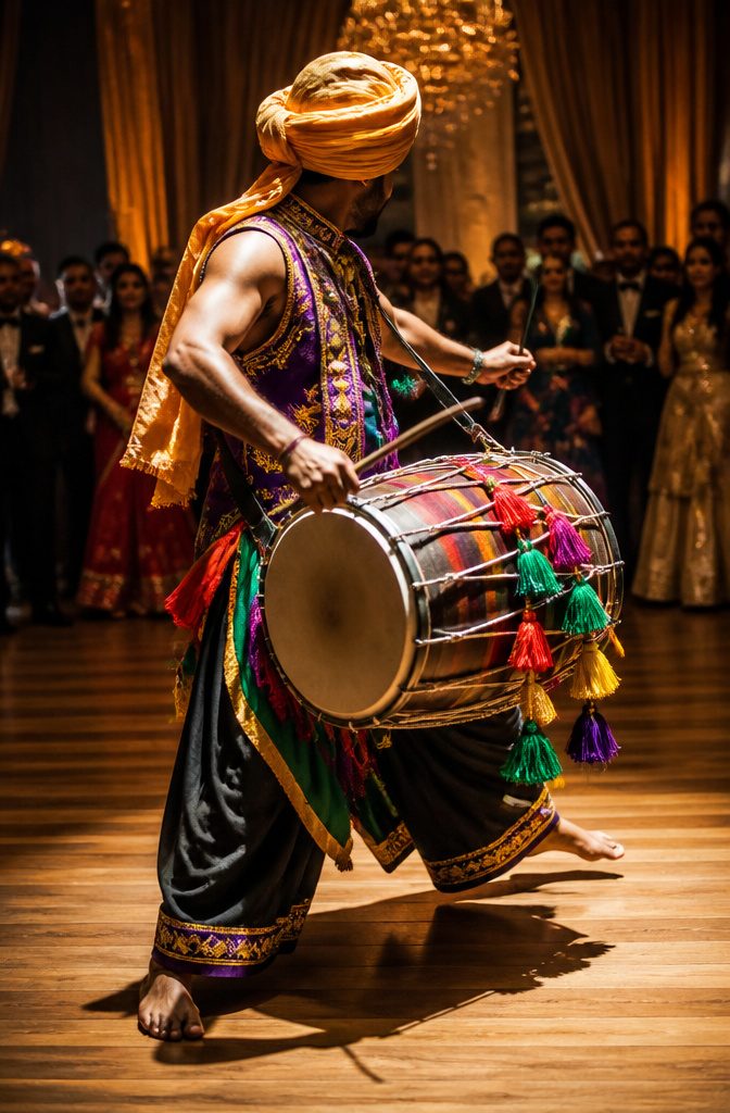 20 Wedding Reception Ideas for a 2026 Party Guests Won't Forget 2 A solo drummer performing at a wedding reception.