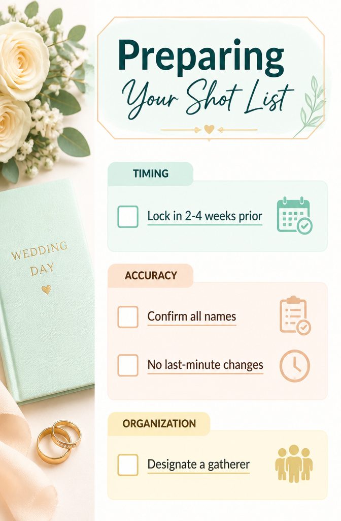 A couple preparing their wedding photography shot list.