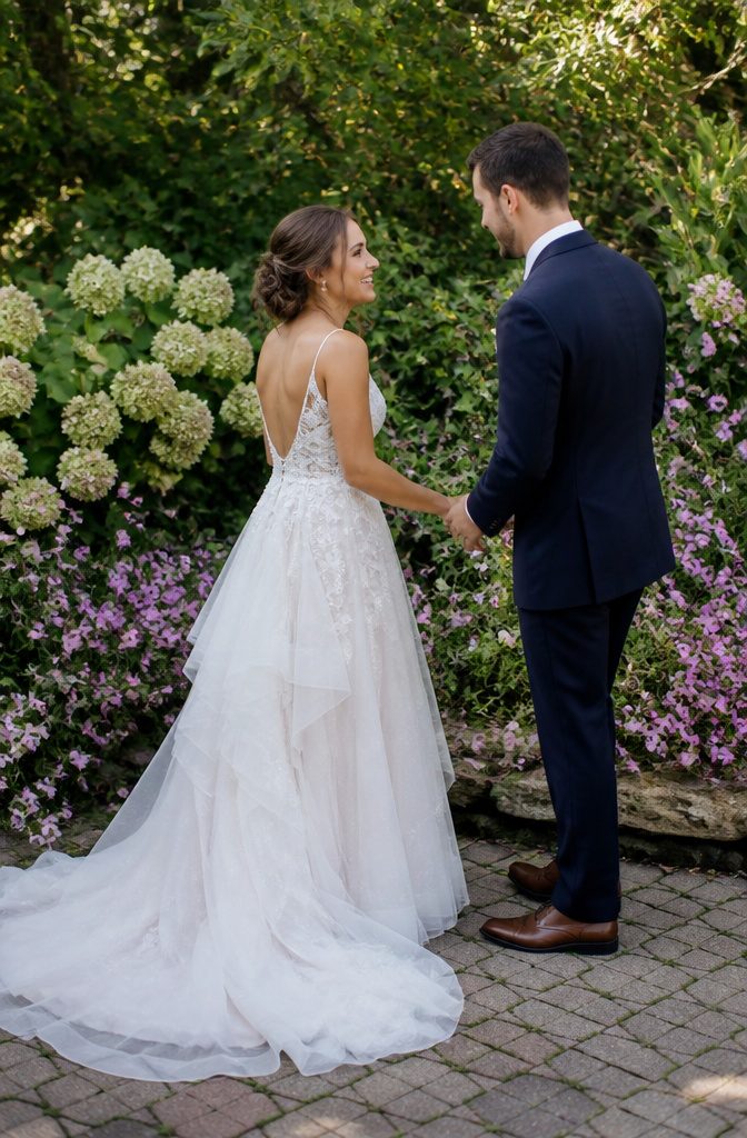 15 Wedding Photo Ideas for Bride and Groom | Poses Guide 2026 9 Bride and groom facing each other for their first look.