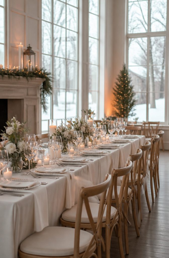 An elegantly set table in a venue with a special rate sign.